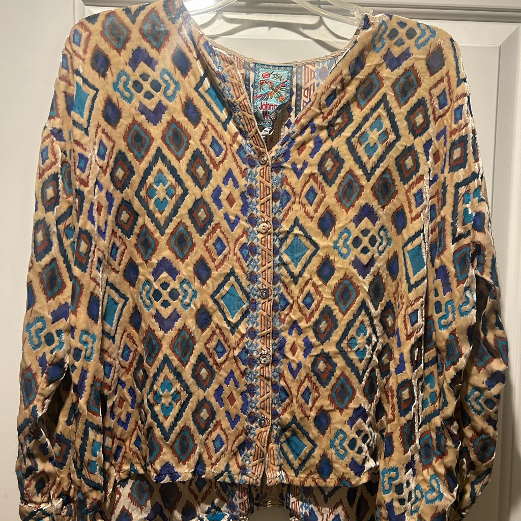 Johnny Was Multicolor Geometric Blouse